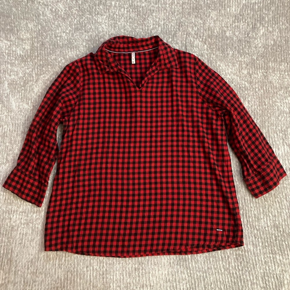 Lee Cooper Red Black Buffalo Plaid Pullover‎ Top XL Grunge Flannel Style